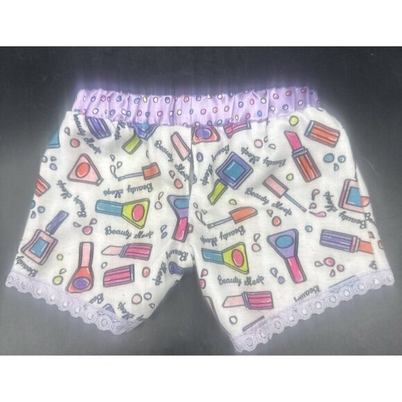 BUILD A BEAR Purple Pink Beauty Makeup Sleep Pajama Night Top Pants Set Of 2 - Picture 7 of 7